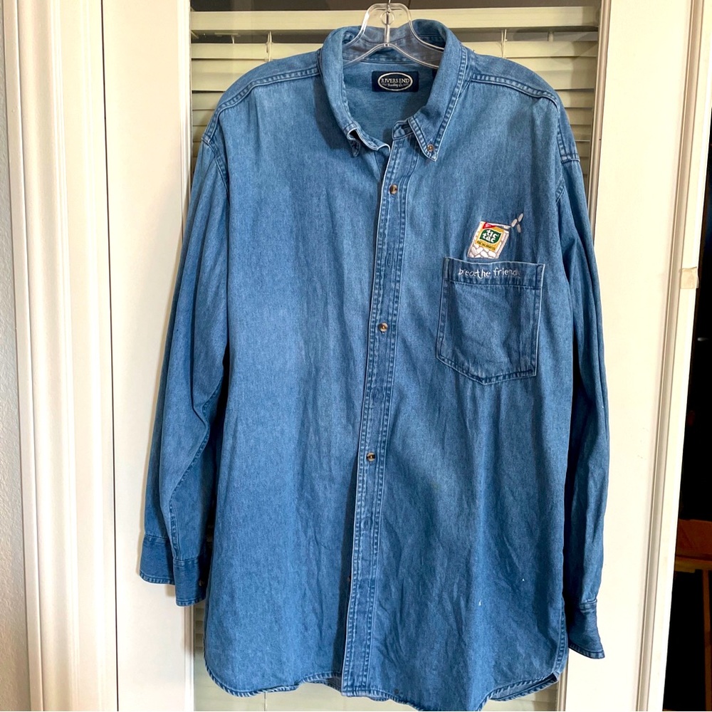Rivers End Trading Co. Vintage Denim Shirt Large with Logo